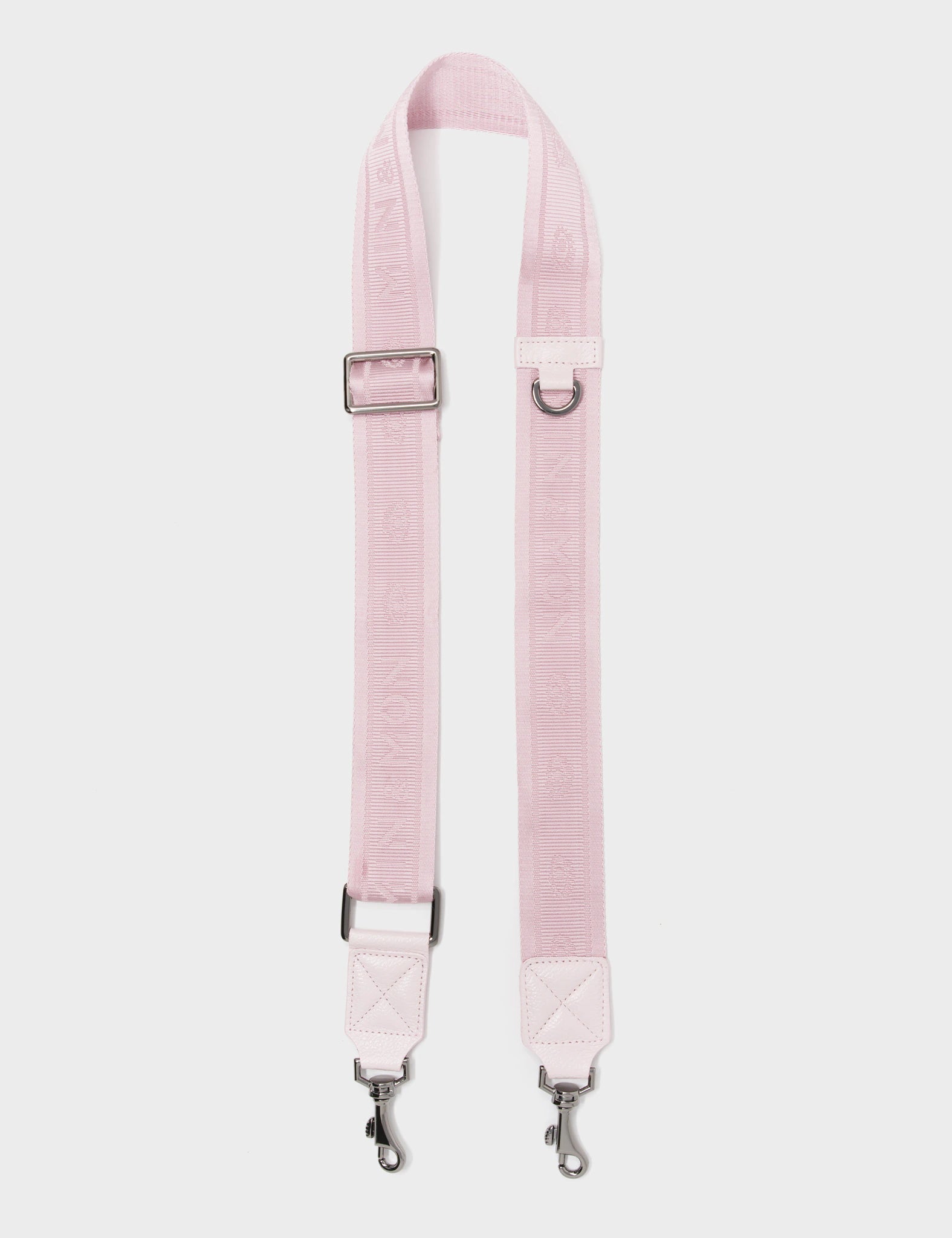 Detachable Crossbody Powder Pink Leather and Nylon Strap Eyes Design - Lenght