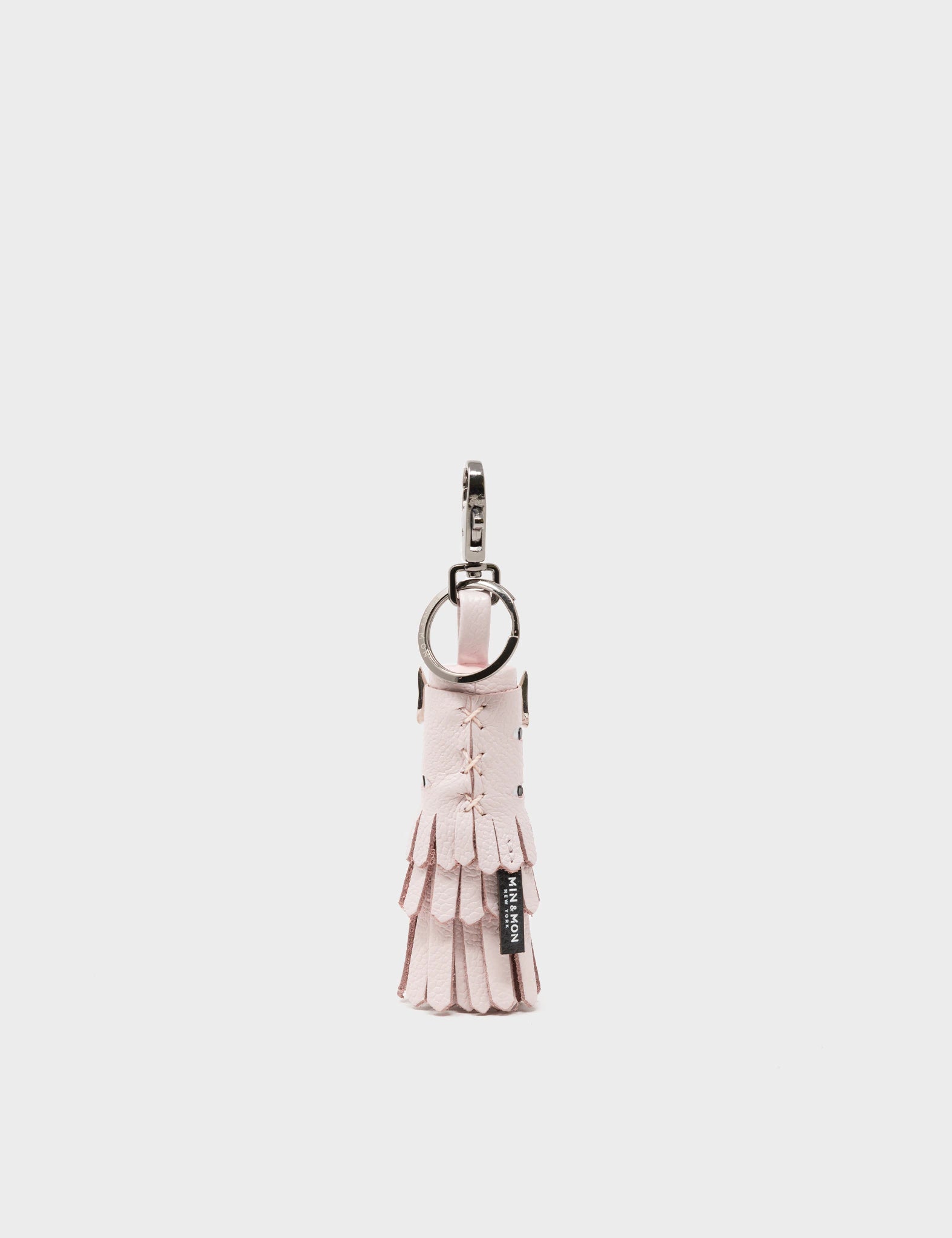 Oliver The Ox Charm - Powder Pink Leather Keychain - back