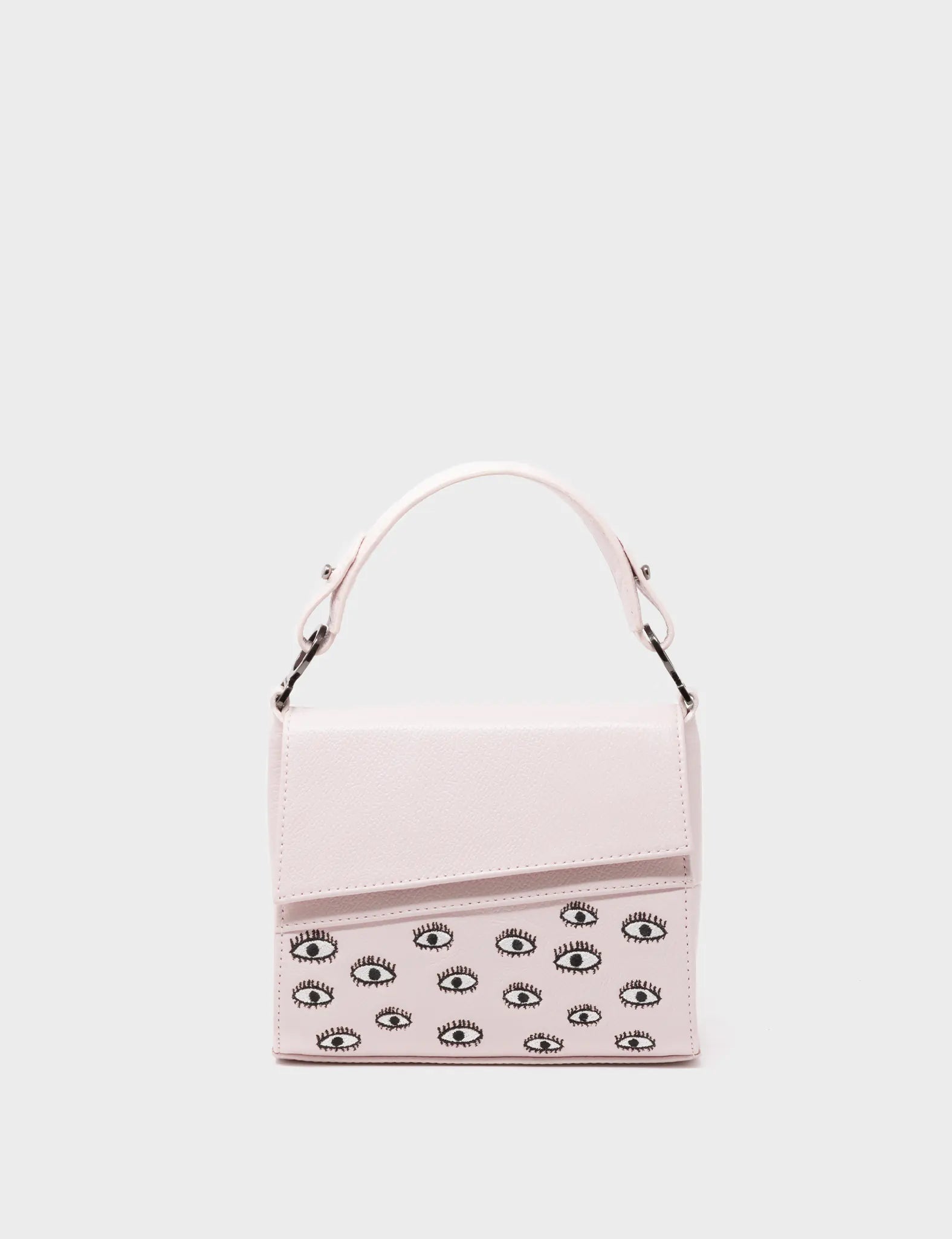 Anastasio Micro Crossbody Handbag Powder Pink Leather - Eyes Embroidery - front view