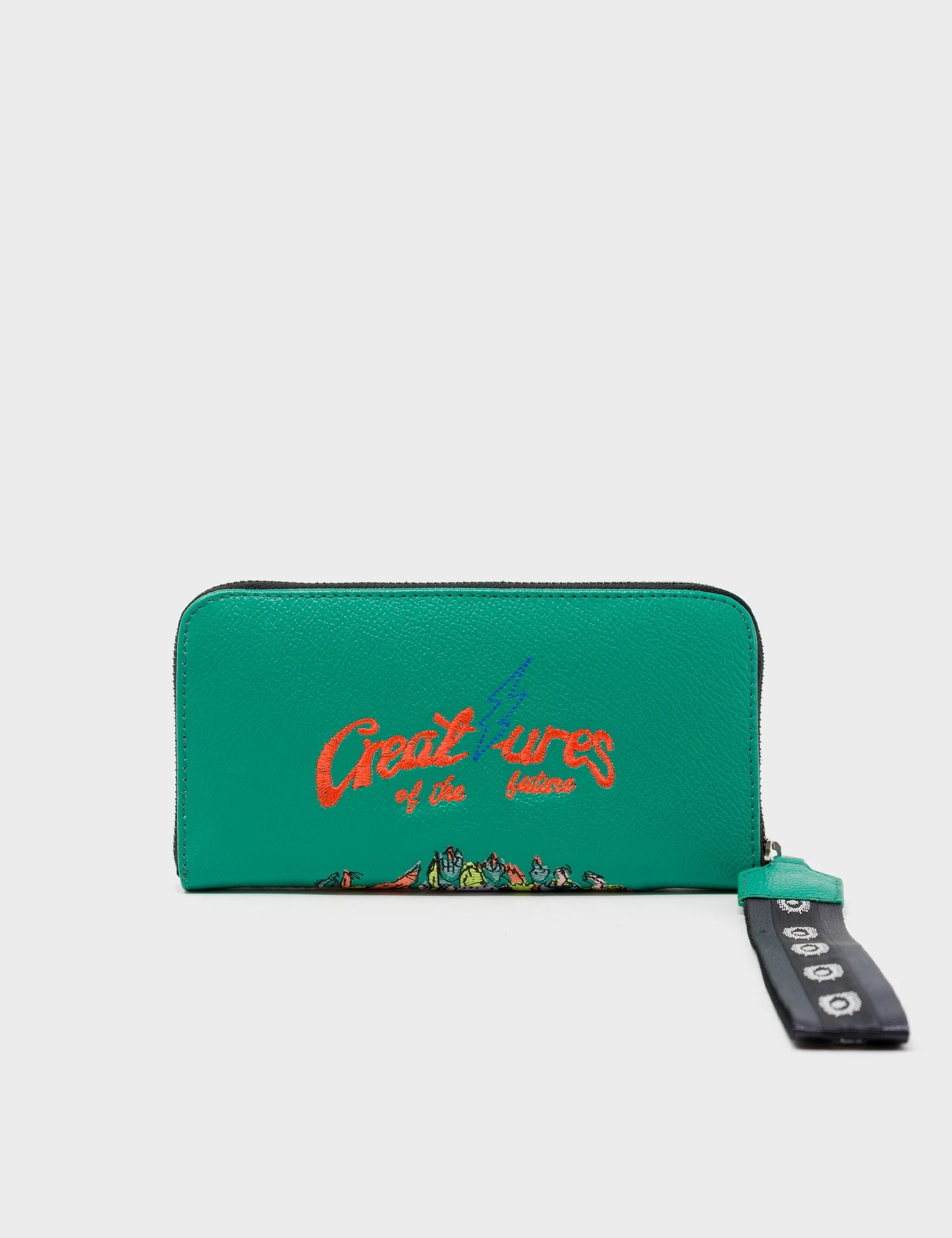 Francis Deep Green Leather Wallet -  Woodlands Embroidery - Back 