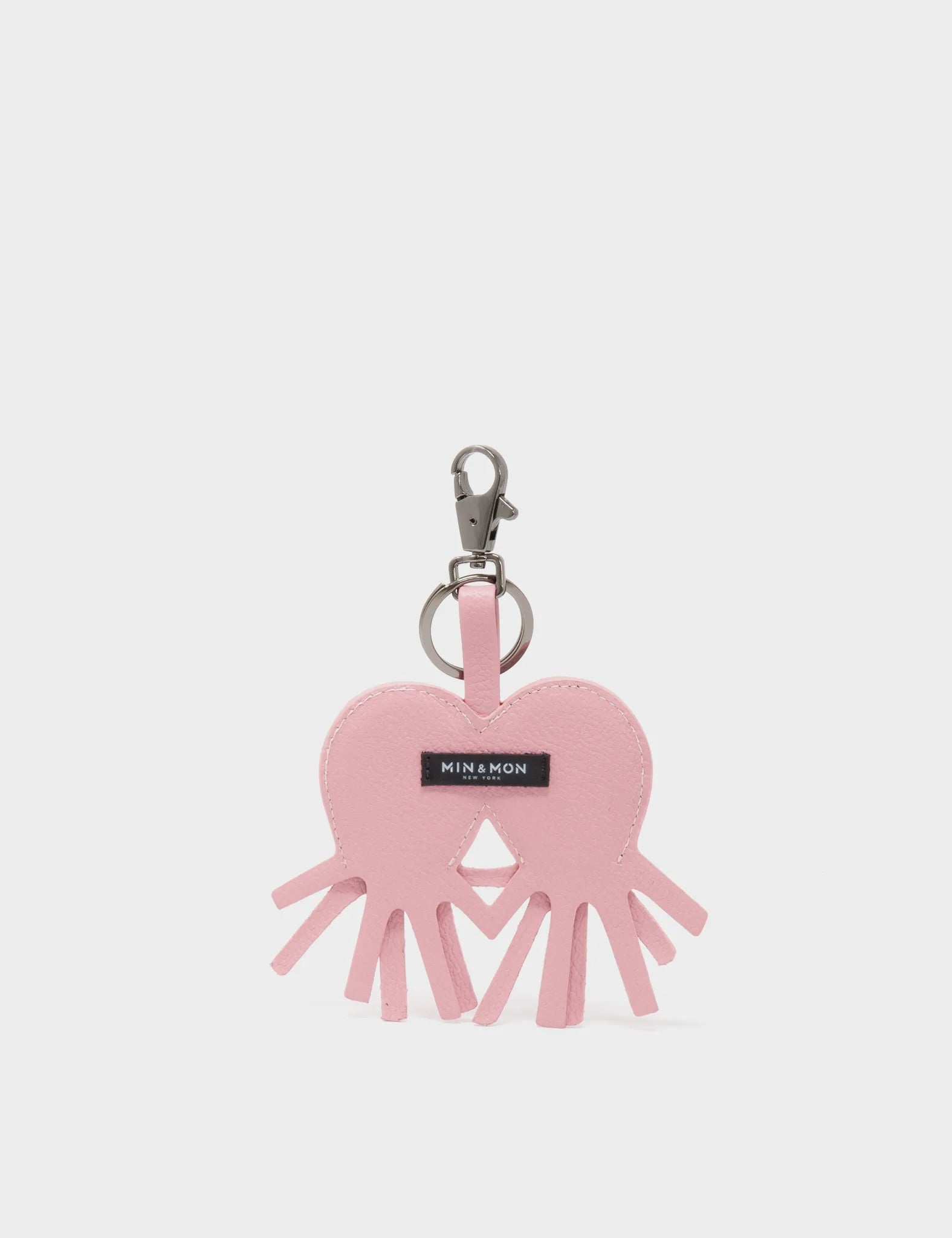 Octopus Twins Charm - Parfait Pink Leather Keychain - Back 