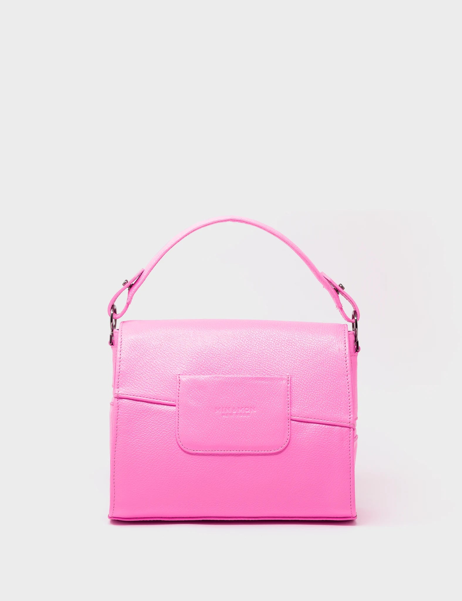 Anastasio Mini Crossbody Handbag Bubblegum Pink Leather - All Over Eyes Embroidery - Back view