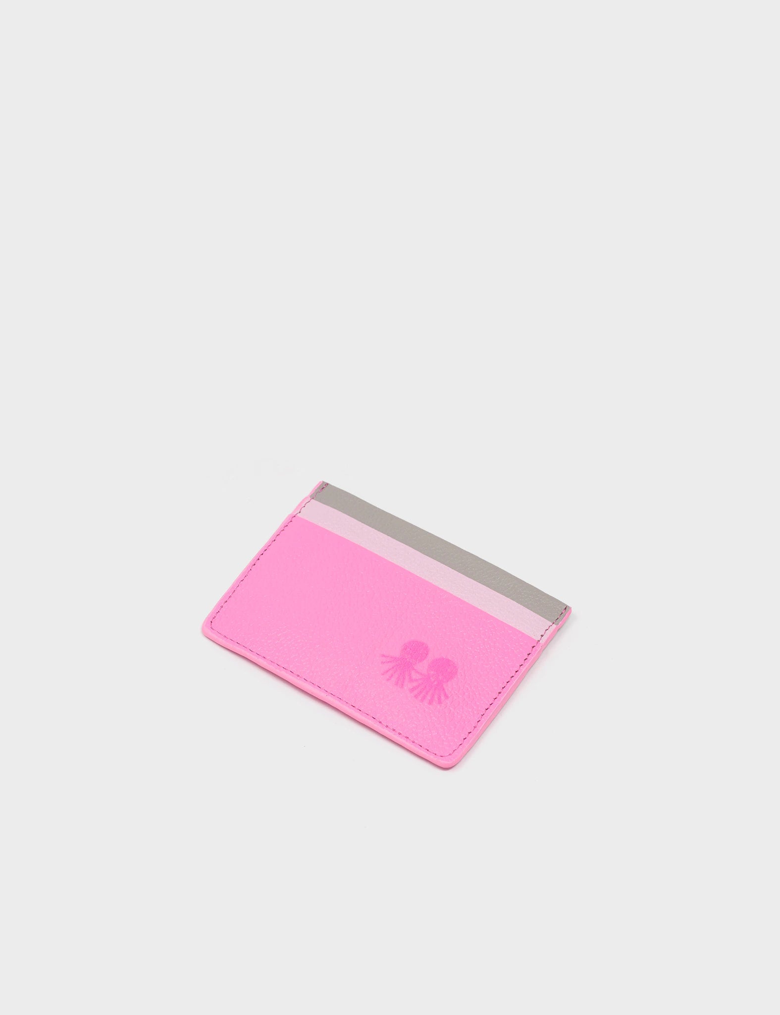 Filium Cardholder - Bubblegum pink, rosa and gray Print - Front corner angle view