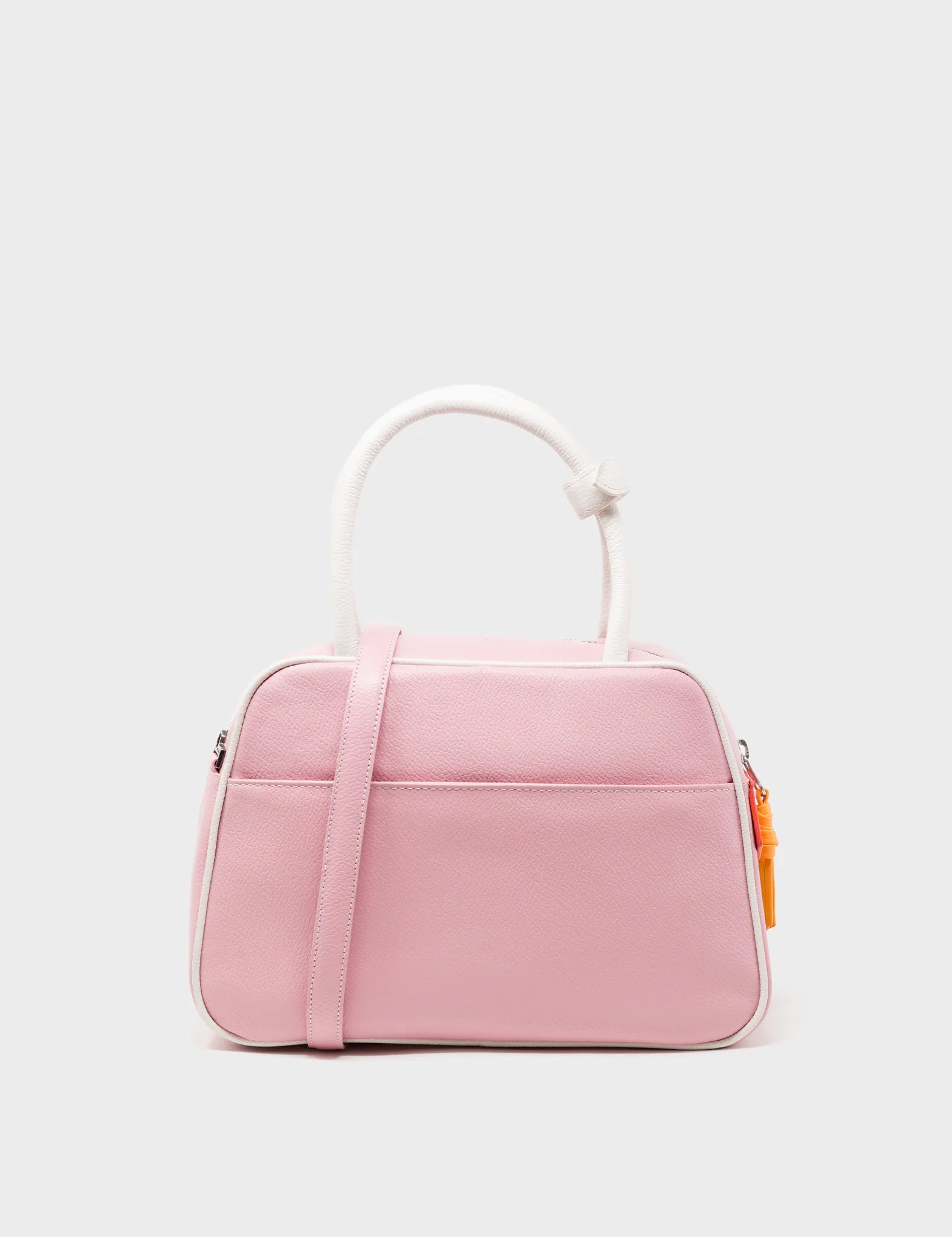 Medium Crossbody Blush Pink Leather Bag - Tiger And Snake Print - Back