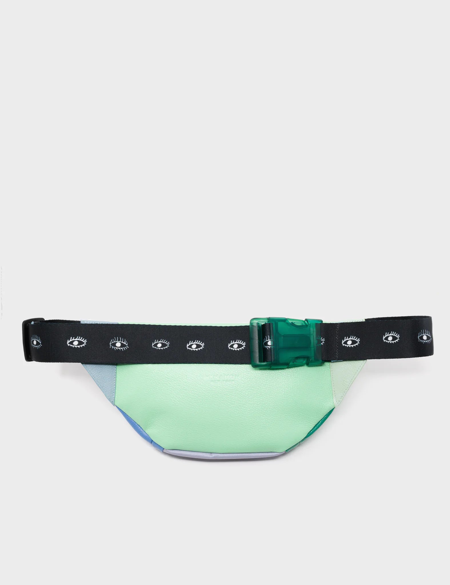 Harold Fanny Pack Green and Blue Leather - Eyes Embroidery - Back
