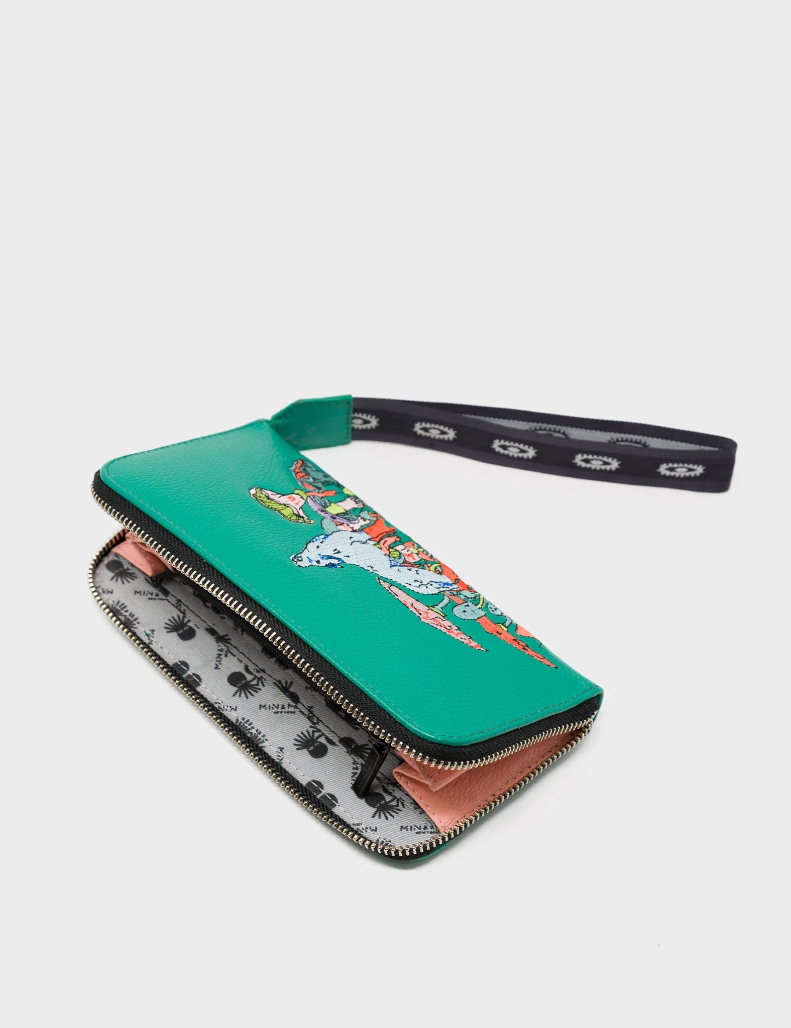 Francis Deep Green Leather Wallet -  Woodlands Embroidery - Inside 
