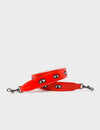 Detachable Fiesta Red Leather Shoulder Strap - All Over Eyes Embroidery