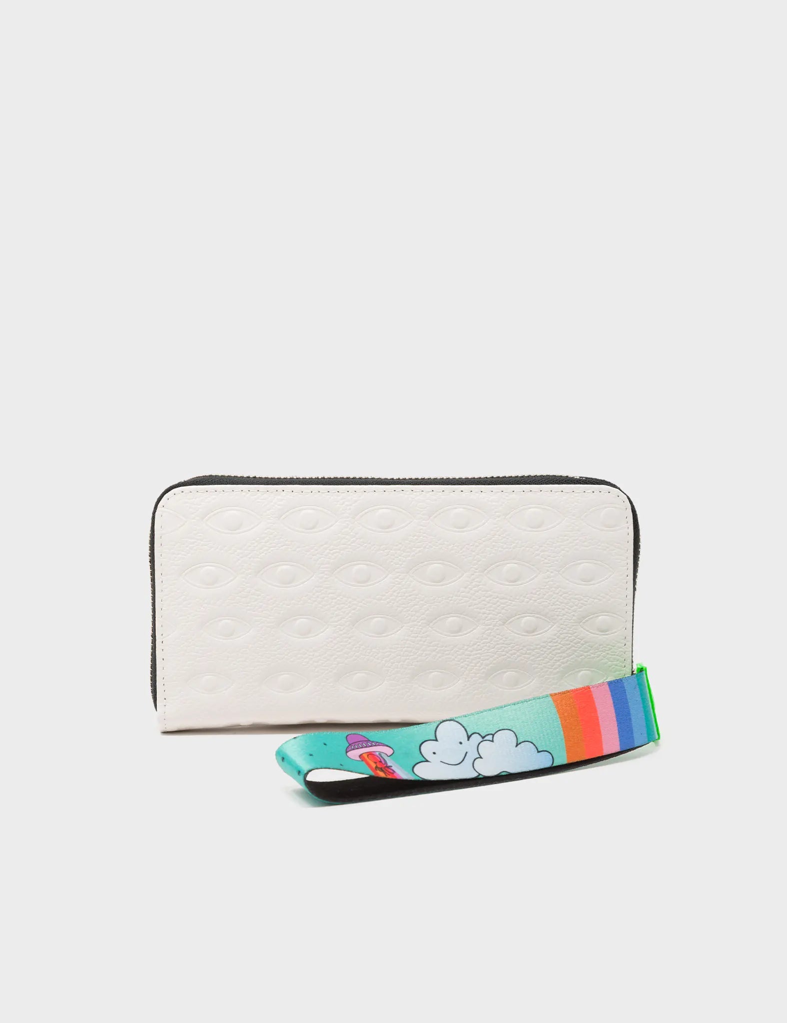 Francis Cream Leather Wallet - Debossed all over eyes pattern - Back