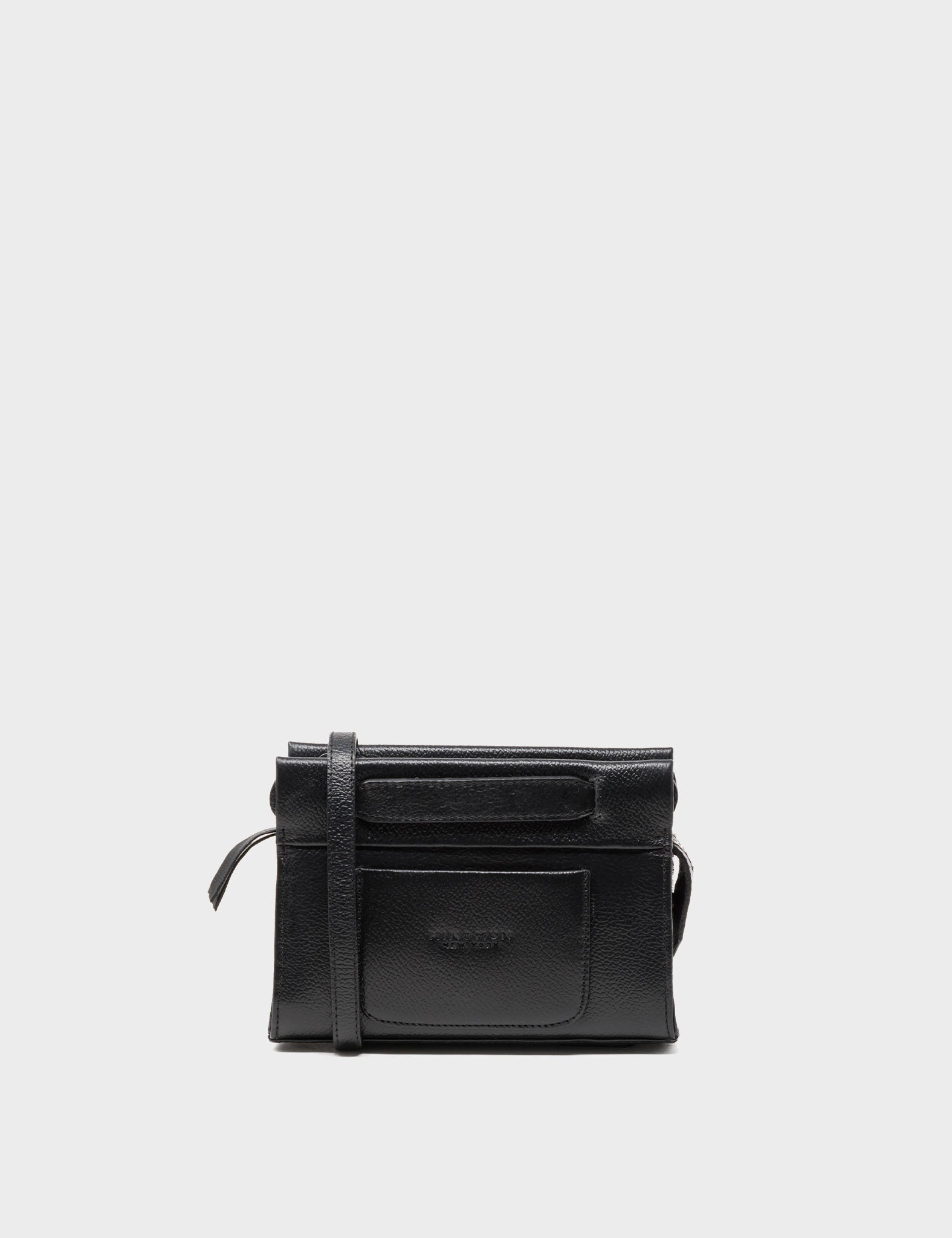 Micro Crossbody Handbag - Black Leather All Over Eyes Applique – Min & Mon