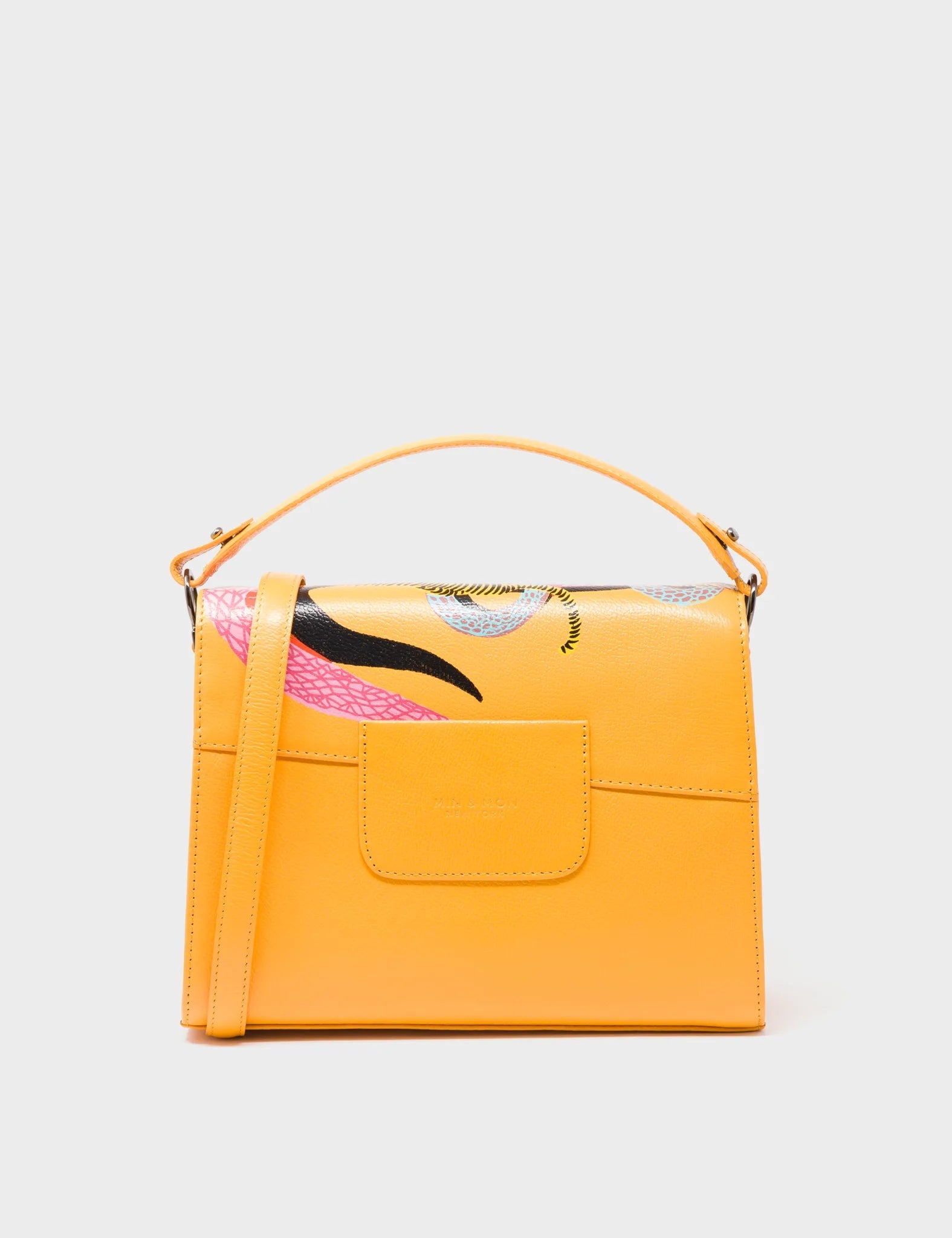 Bag Medium Crossbody Handbag Marigold Leather - Tangle Tiger and Snake Print - Back 