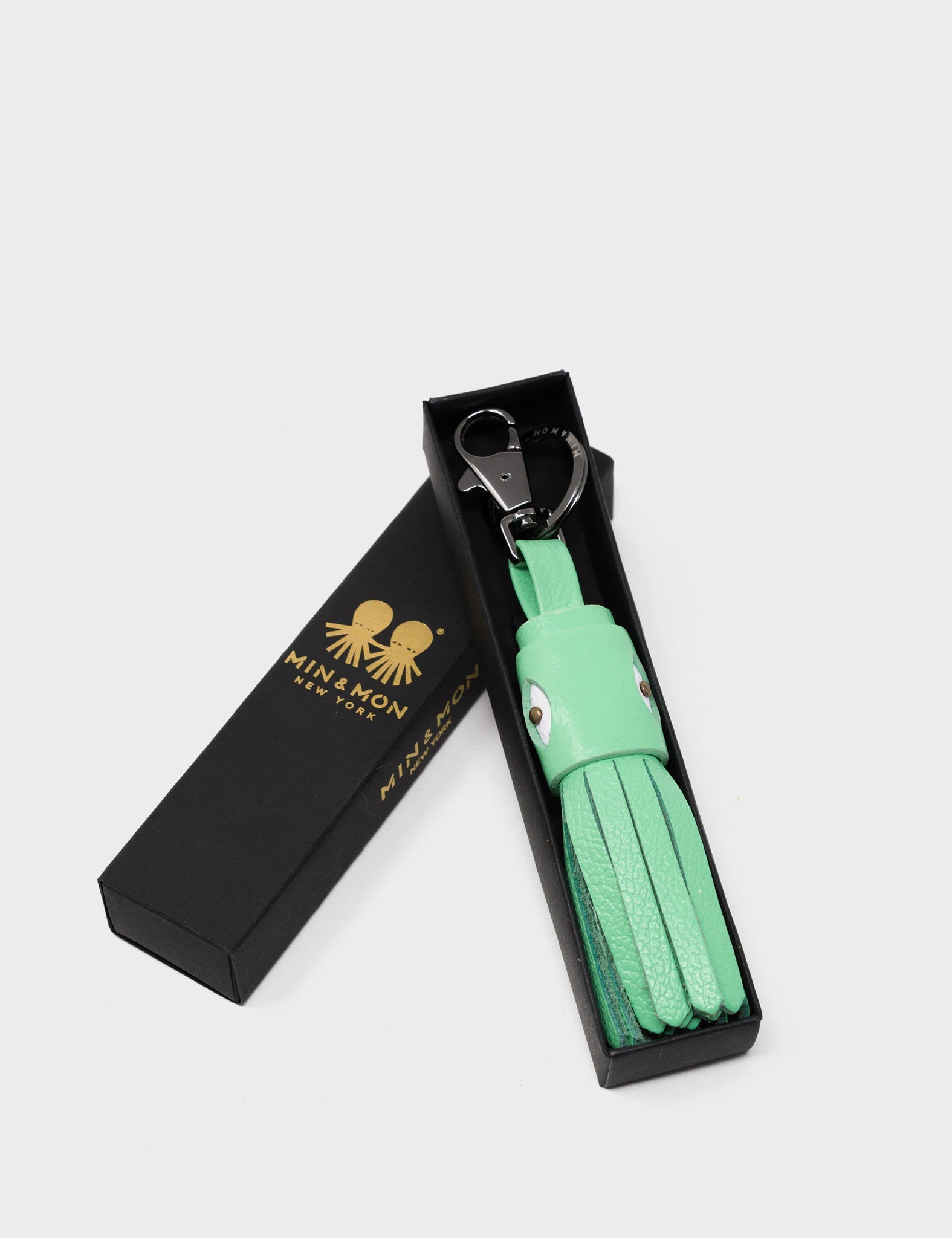 Callie Marie Hue Charm - Ash Green Leather Keychain - Package