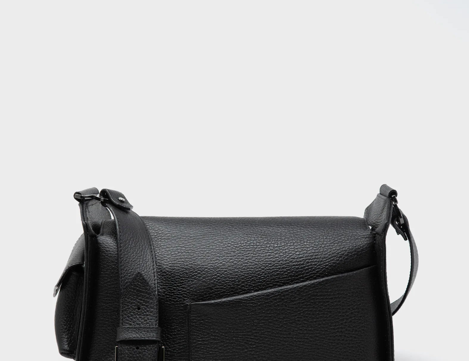 Houston Black Leather Shoulder Bag - Eyes Embroidery - Back
