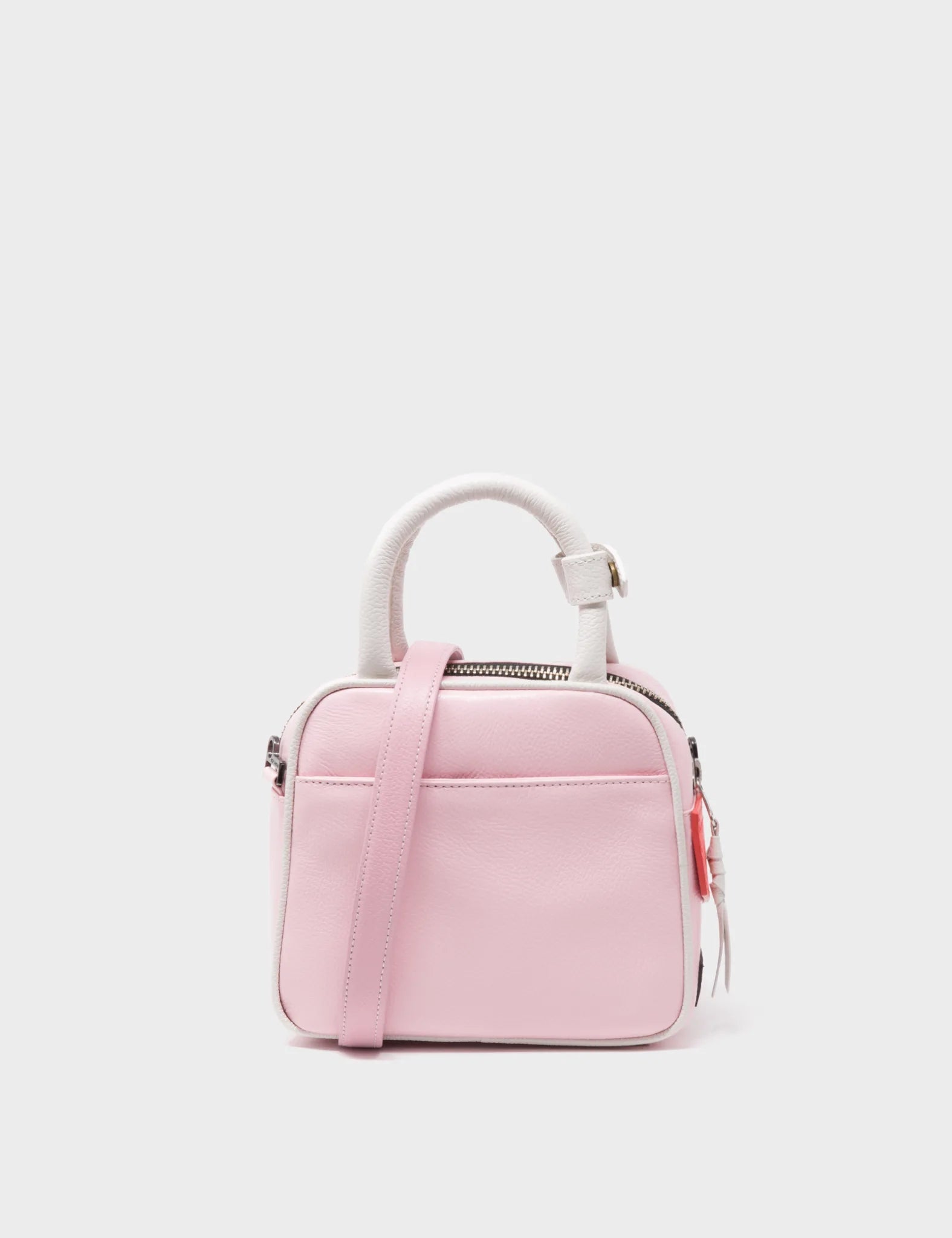 Small Crossbody Parfait Pink Leather Bag - Tangled Tiger & Snake Print Design - Back 