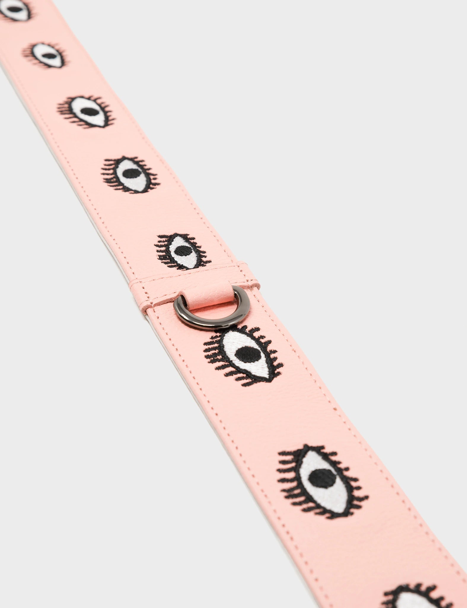 Detachable Rosa Quartz Leather Shoulder Strap - All Over Eyes Embroidery - Detail Hardware