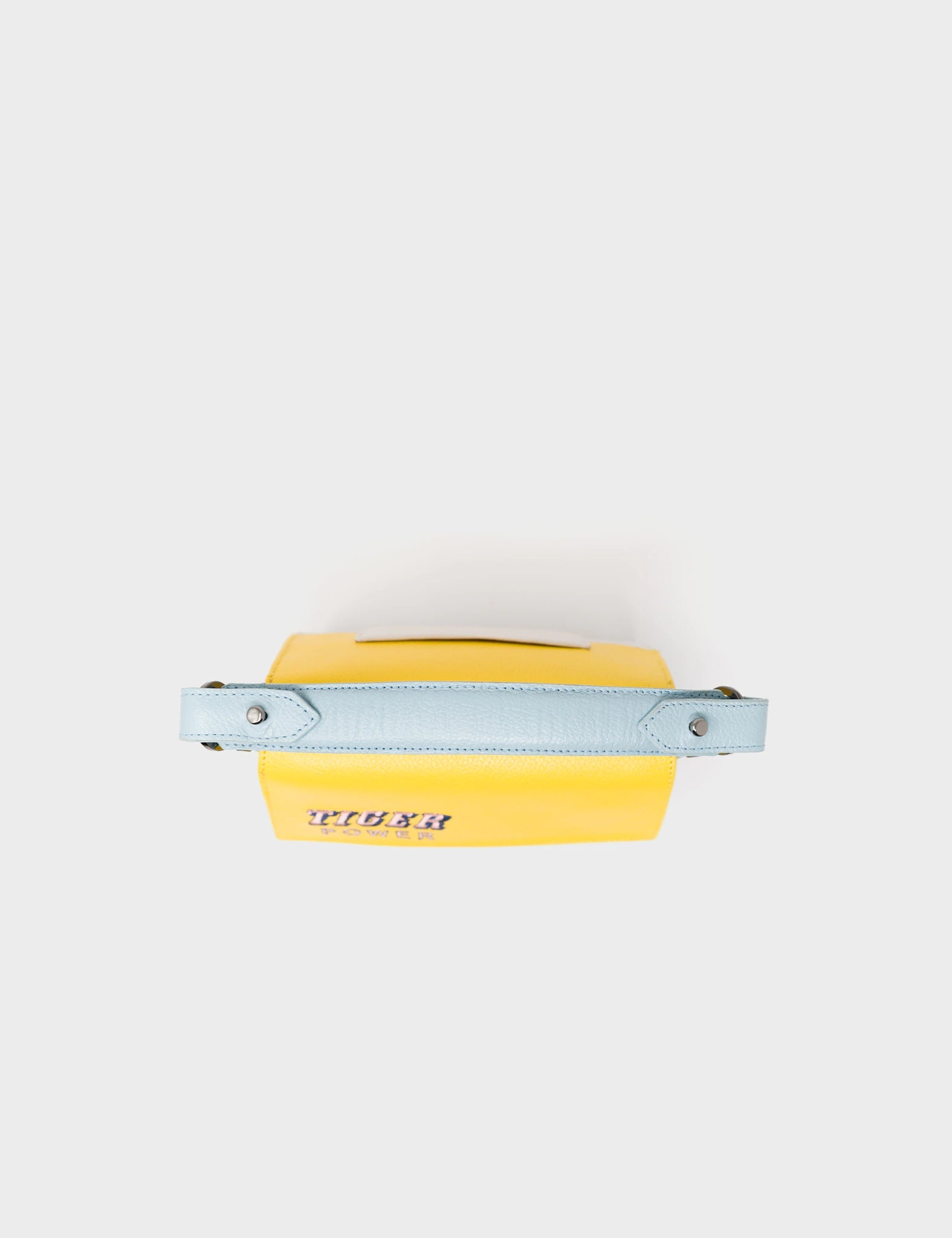 Anastasio Micro Crossbody Handbag Cream and Yellow Leather - Herocity Tiger Power Embroidery - Top view