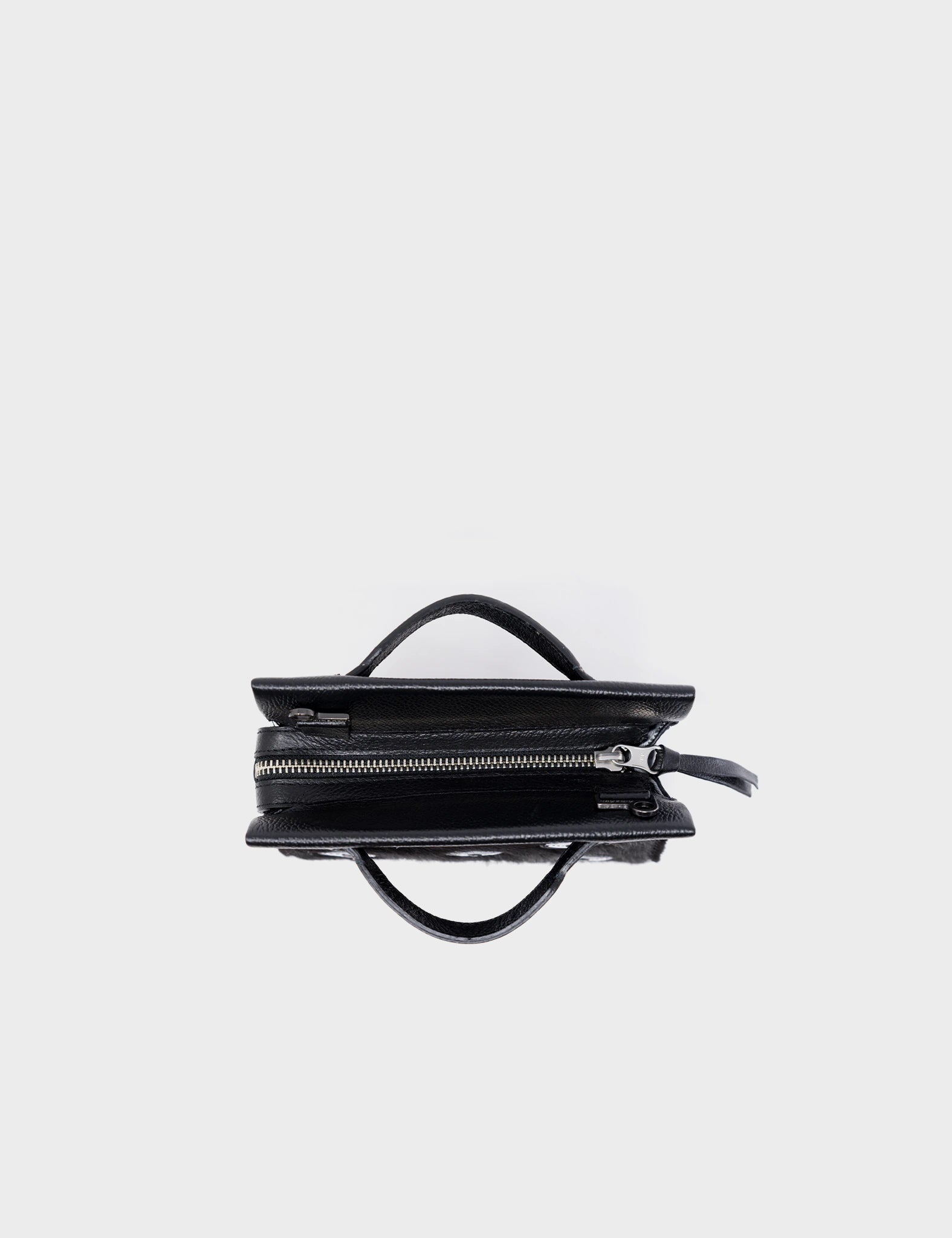 Micro Crossbody Handbag - Black Leather All Over Eyes Applique - Top 