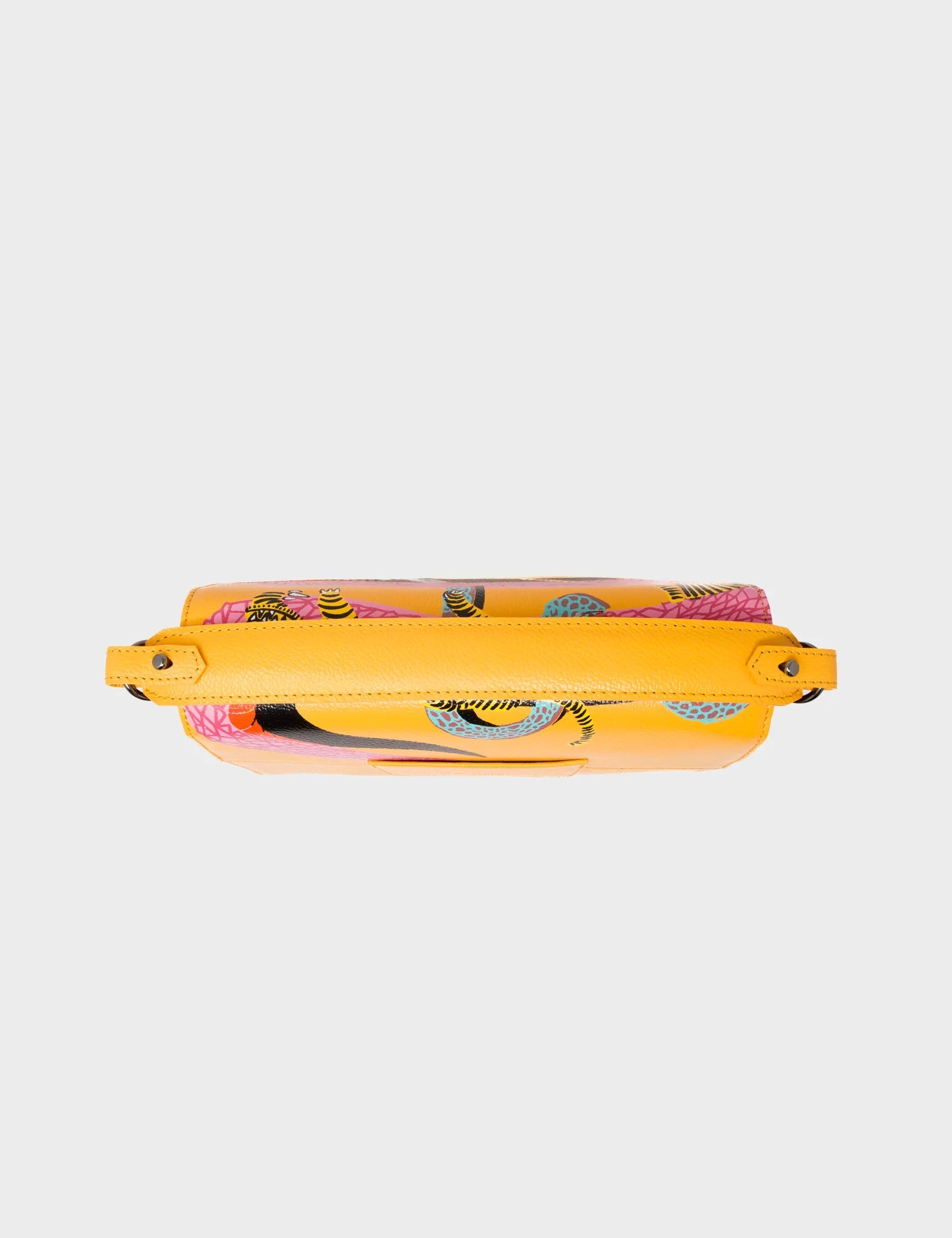 Bag Medium Crossbody Handbag Marigold Leather - Tangle Tiger and Snake Print - Top 