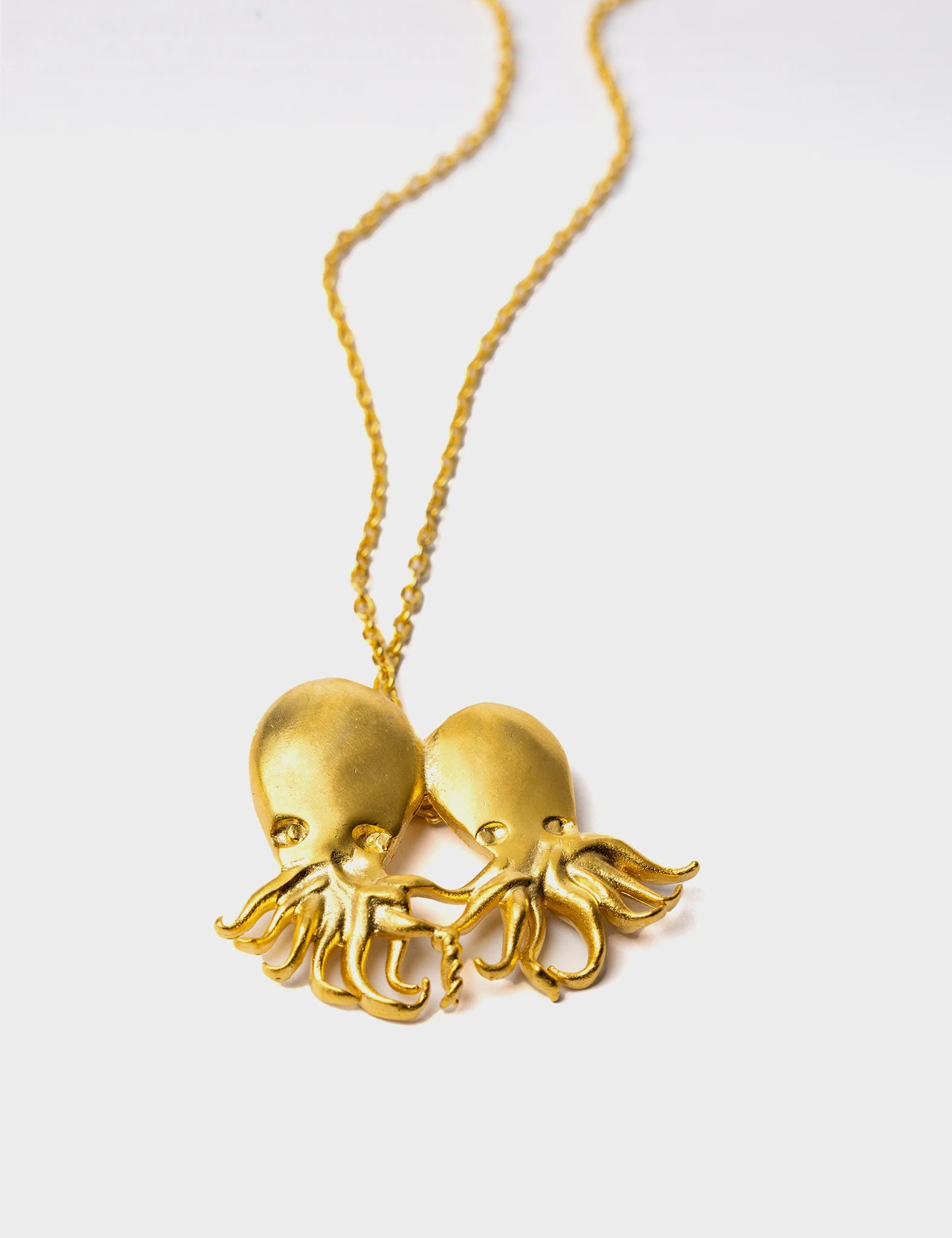 Golden Twin Flame Necklace - Octopus Pendant