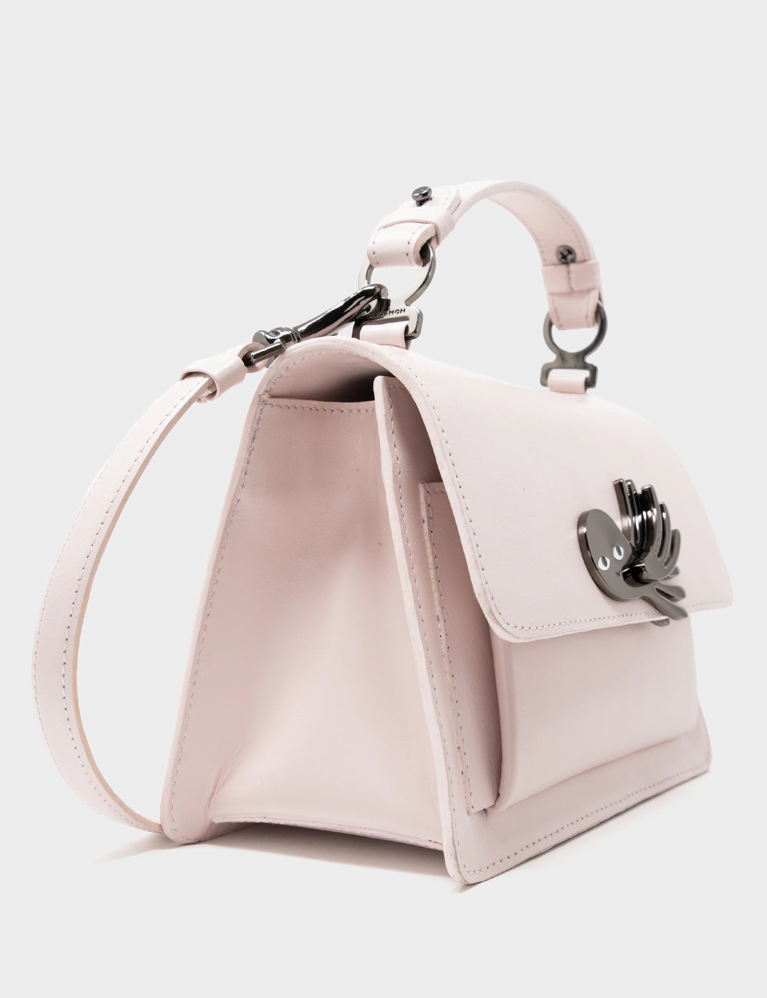 Silas Rosa Quartz Small Leather Crossbody Bag - Side 