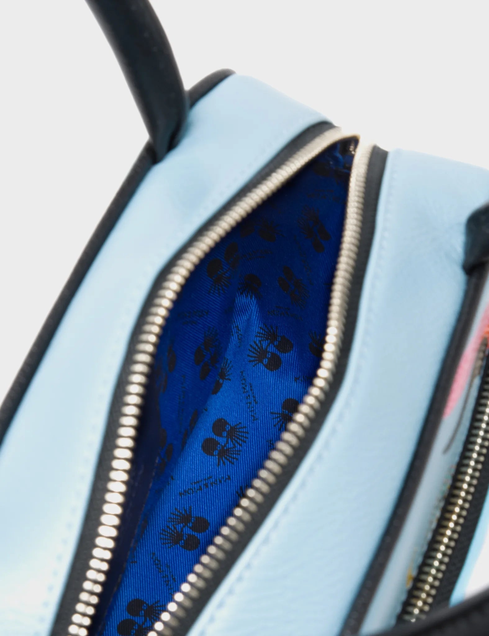 Marino Medium Crossbody Cameo Blue Leather Bag - Tangled Tiger and Snake Print - Inside