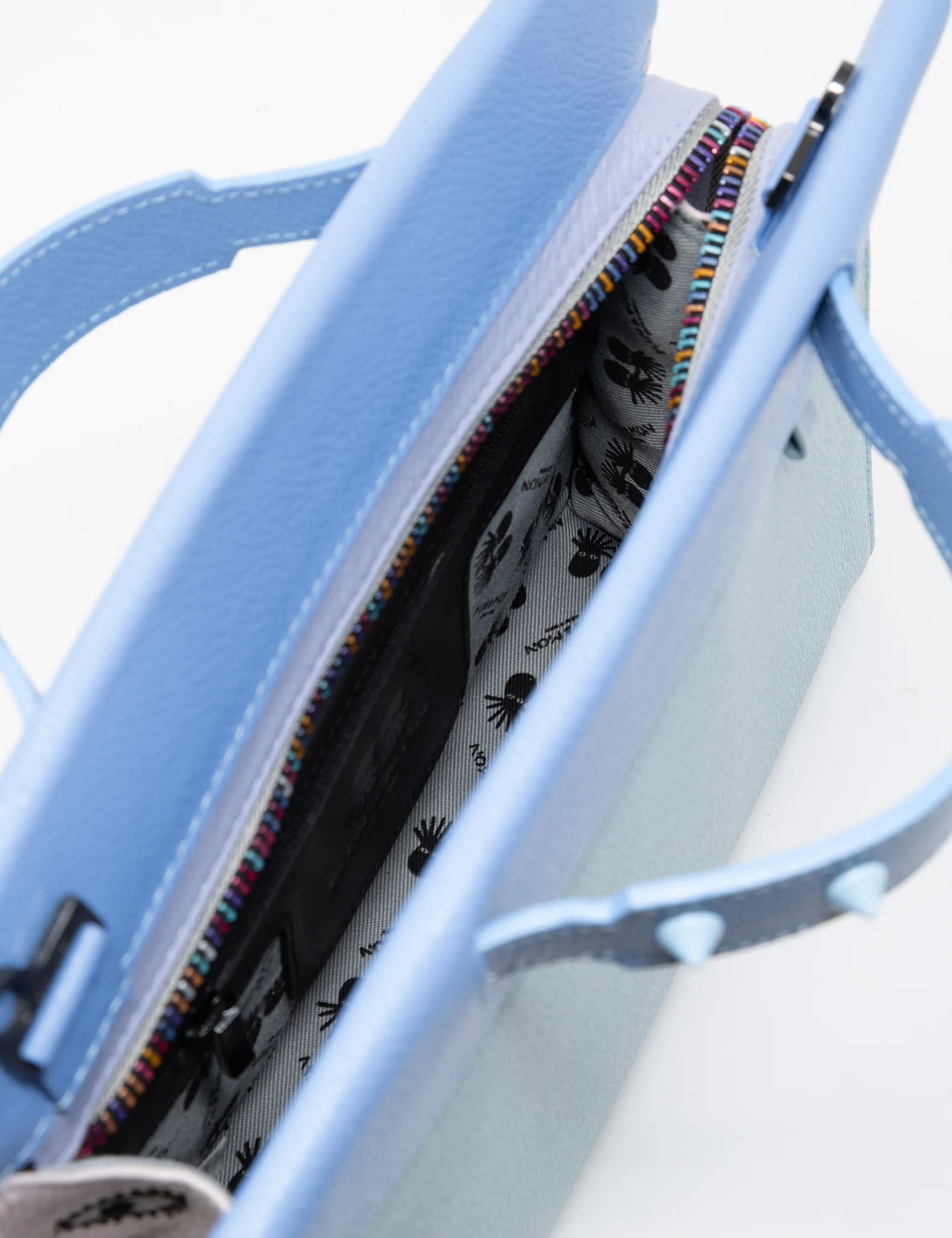 coach light blue leather handbag with hassle zip clos… - Gem