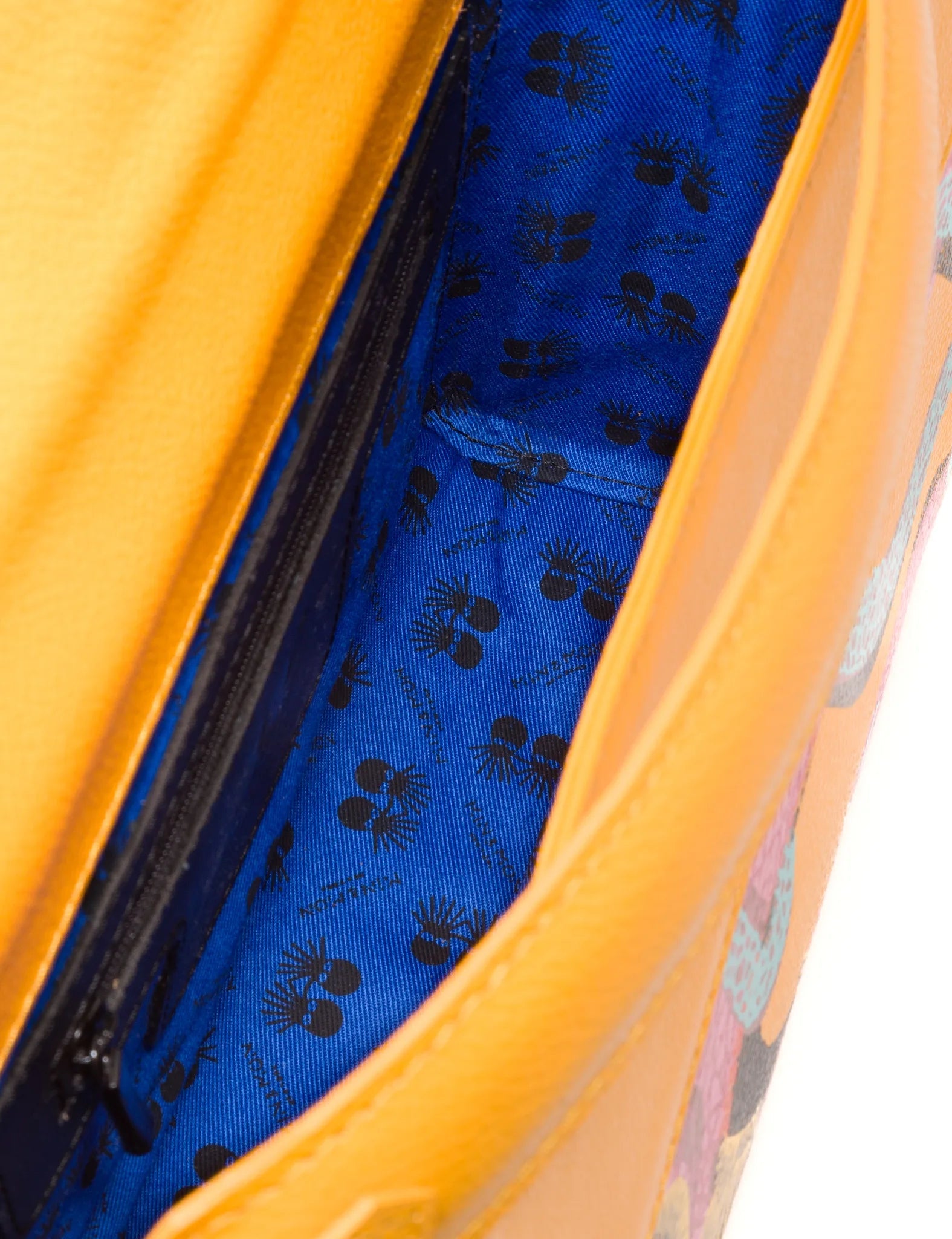 Bag Medium Crossbody Handbag Marigold Leather - Tangle Tiger and Snake Print - Inside