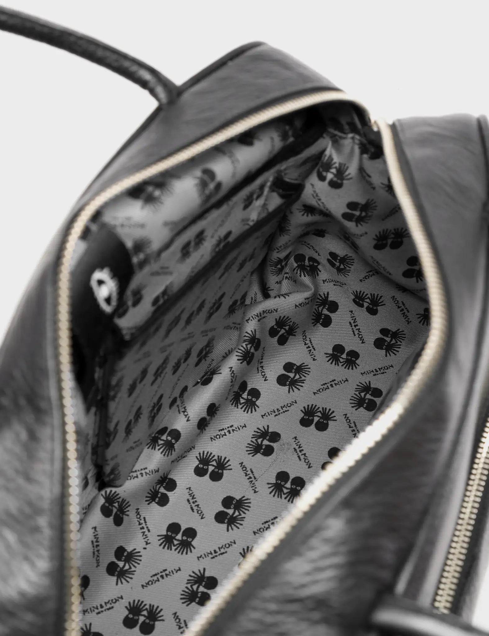 Marino Large Crossbody Black Leather Bag - Woodlands Embroidery - Inside