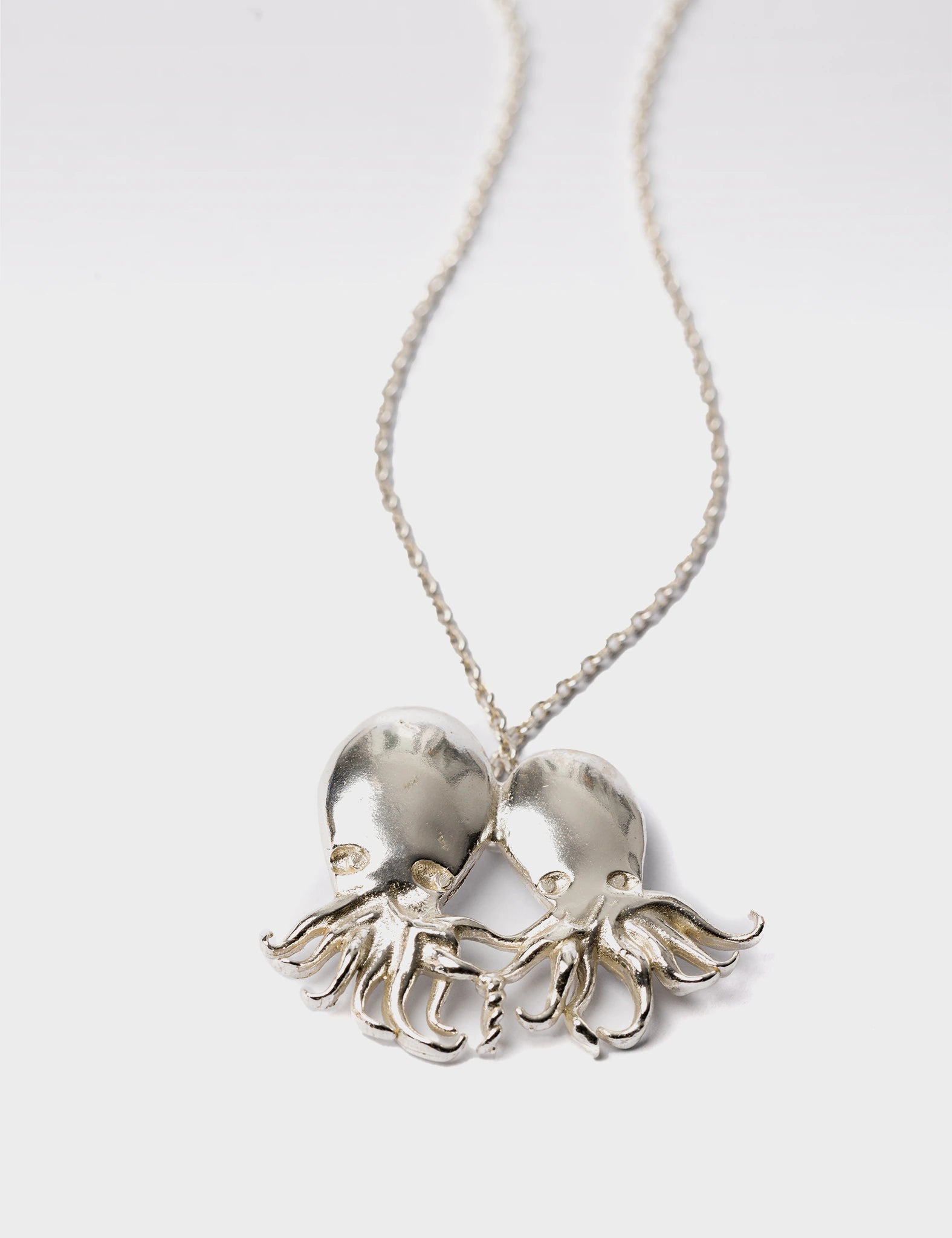 Silver Twin Flame Necklace - Octopus Pendant