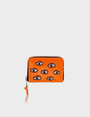 Frodo Neon Orange Leather Zip Around Wallet - Eyes Embroidery