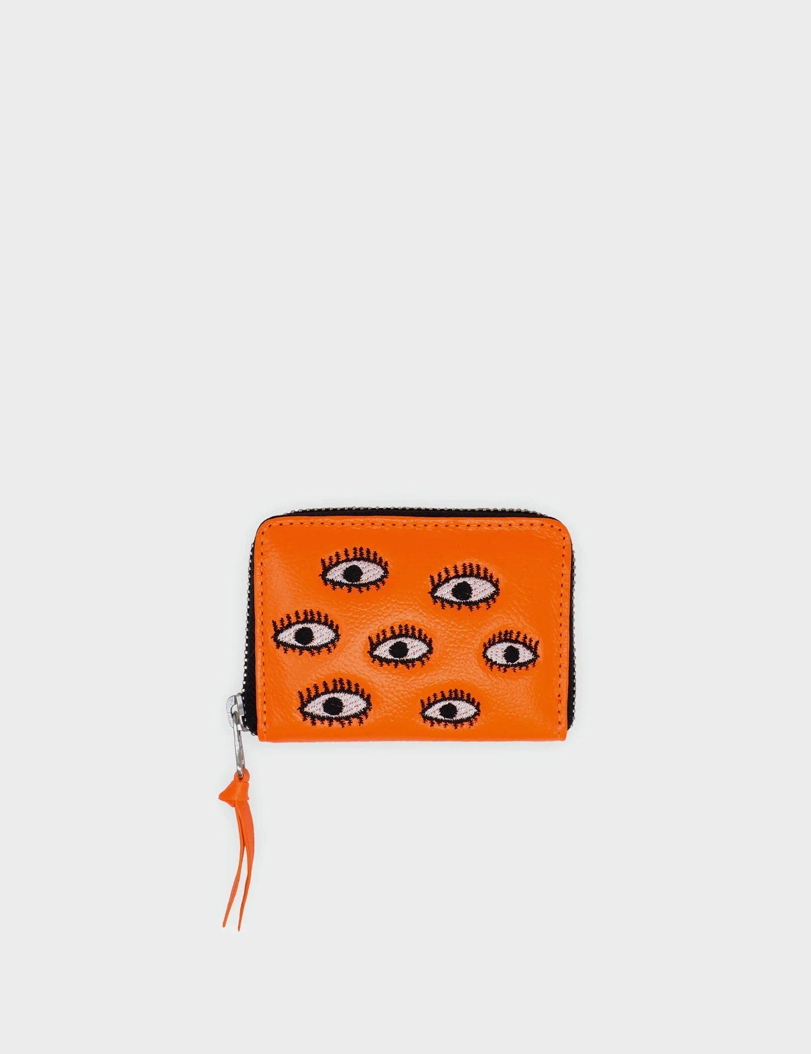 Frodo Neon Orange Leather Wallet - Eyes Embroidery - Front view
