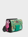 Cael Reversible Leather Bag - Black and Biscay Green Tiger and Snake Print