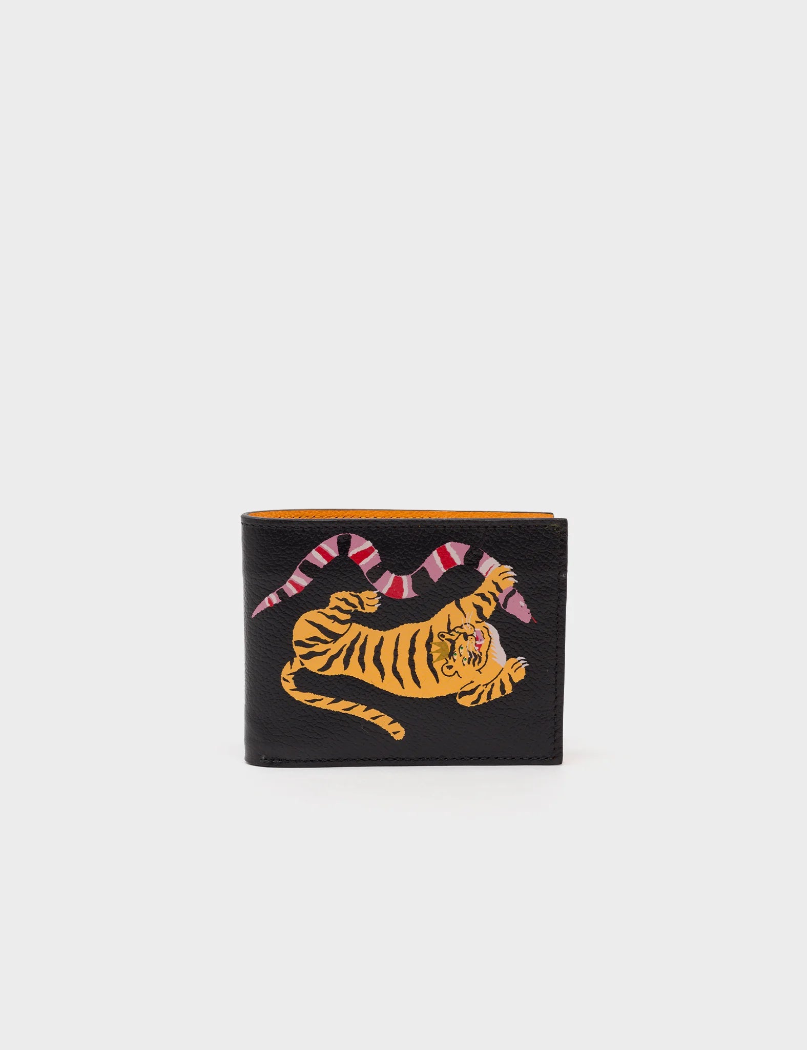 Felicia Wallet - Black Leather Tiger Print