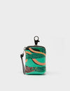 Florence Pouch Charm - Green Leather Keychain Tiger And Snake Print