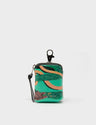 Florence Pouch Charm - Green Leather Keychain Tiger And Snake Print - Front view