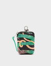 Florence Pouch Charm - Black Leather Keychain Tiger And Snake Print