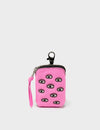 Florence Pouch Charm  - Bubblegum Pink Leather All Over Eyes Embroidery