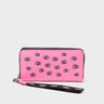 Francis Wallet - Bubblegum Pink All Over Eyes Embroidery - Front view