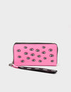 Francis Bubblegum Pink Leather Wallet - All Over Eyes Embroidery