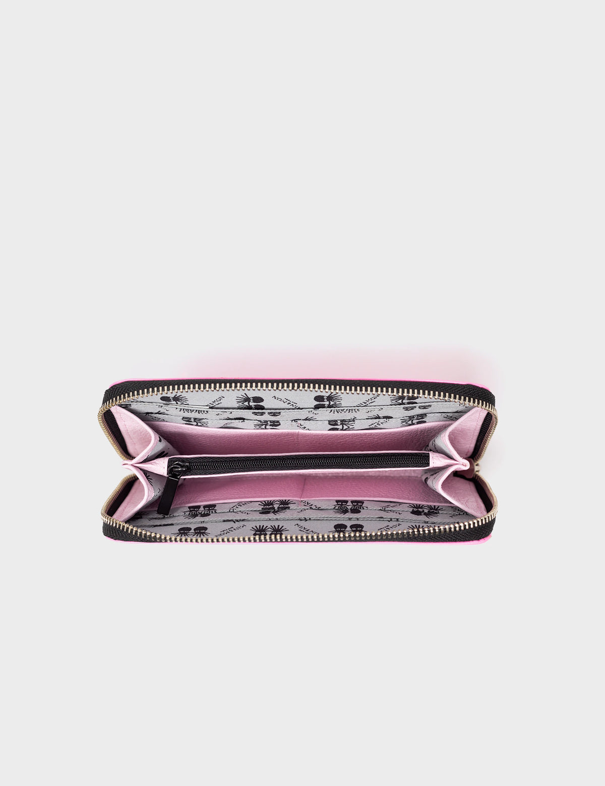 Francis Wallet - Bubblegum Pink All Over Eyes Embroidery - Inside view