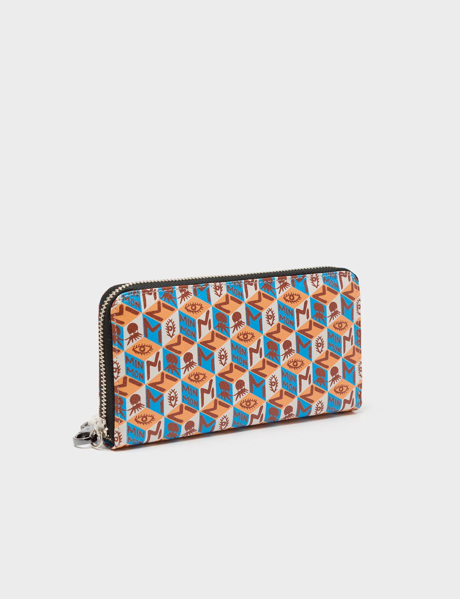 Francis Wallet - Cream Leather Groovin Galaxy Print - Front corner angle view