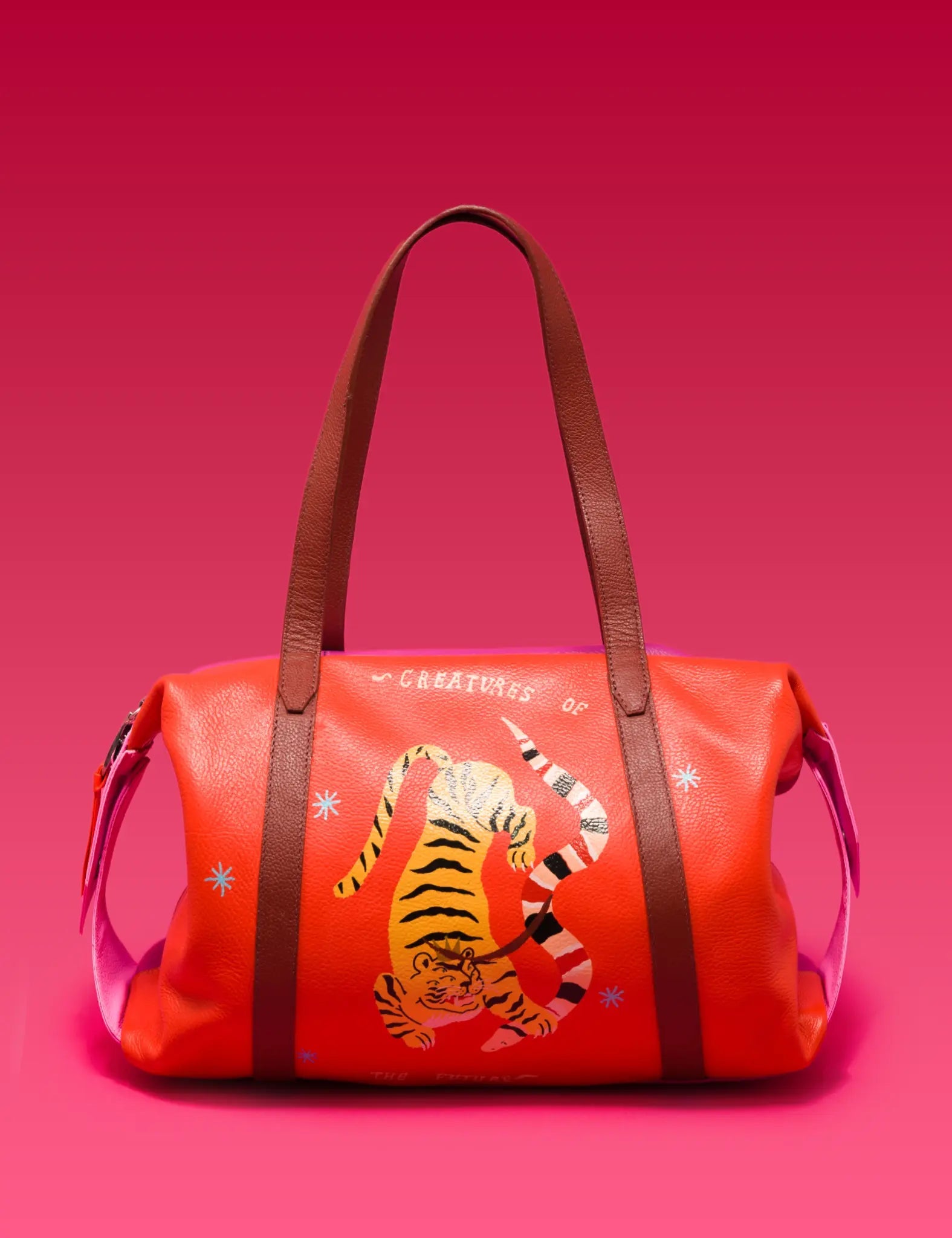 Ilan Duffle Bag - Fiesta Red Tiger Print - Front view
