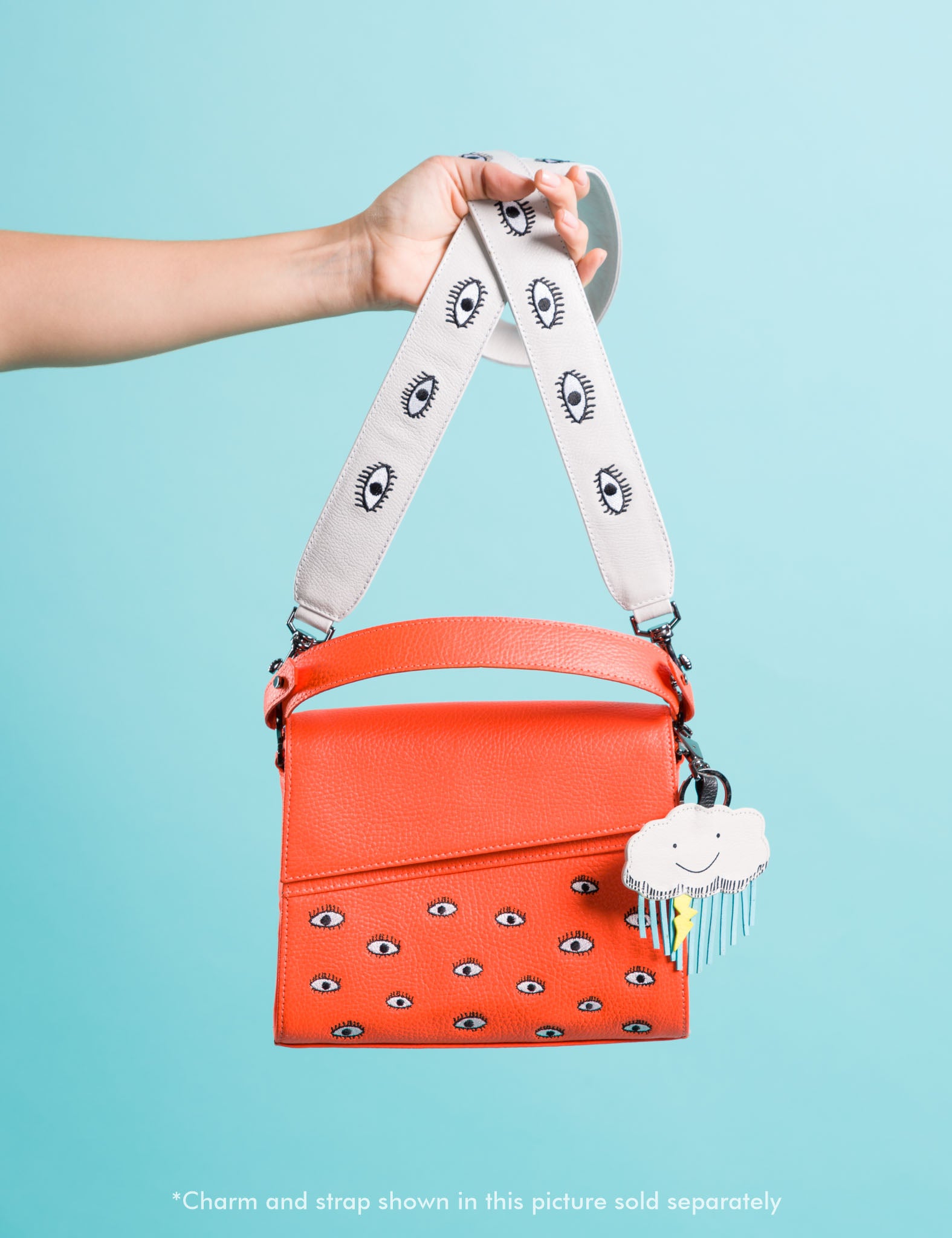 Anastasio Crossbody Handbag - Neon Orange Leather All Over Eyes ...