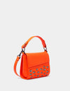 Anastasio Micro Crossbody Handbag Neon Orange Leather - Eyes Embroidery