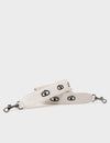 Detachable Cream Leather Shoulder Strap - All Over Eyes Embroidery