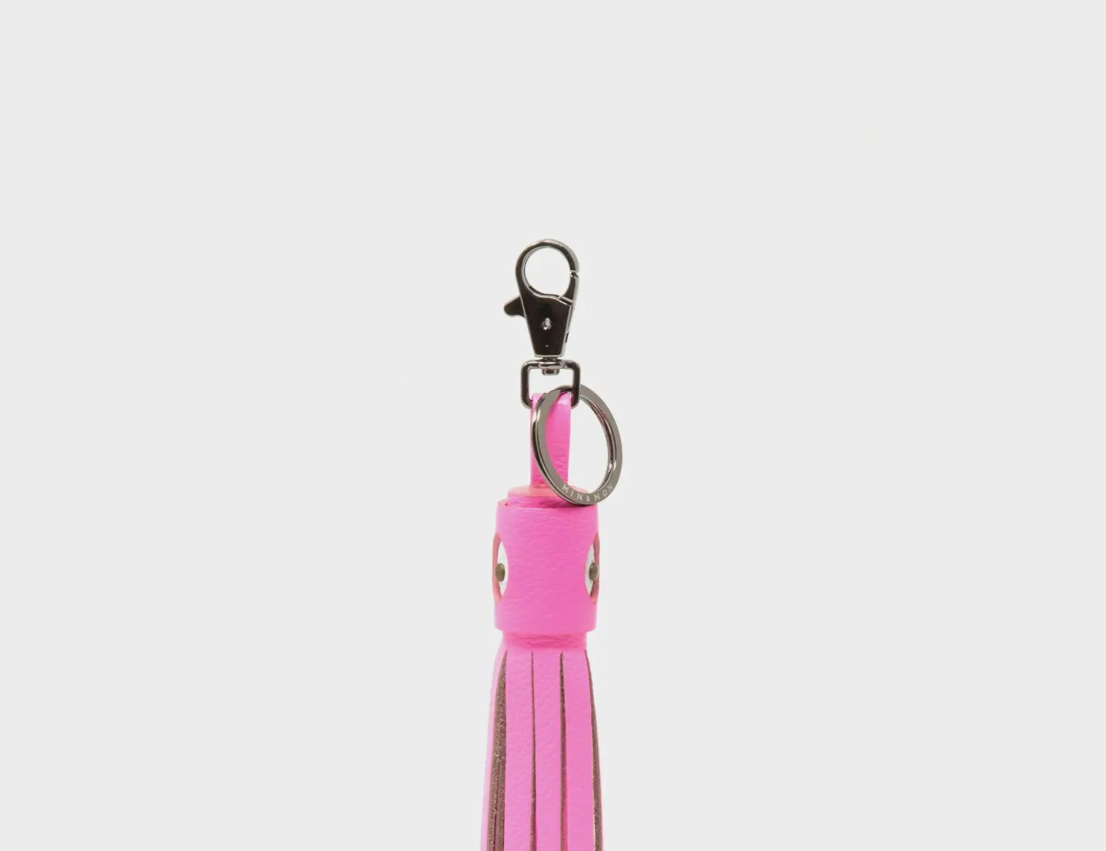 Squid Charm - Bubblegum Pink Leather Keychain - Front view