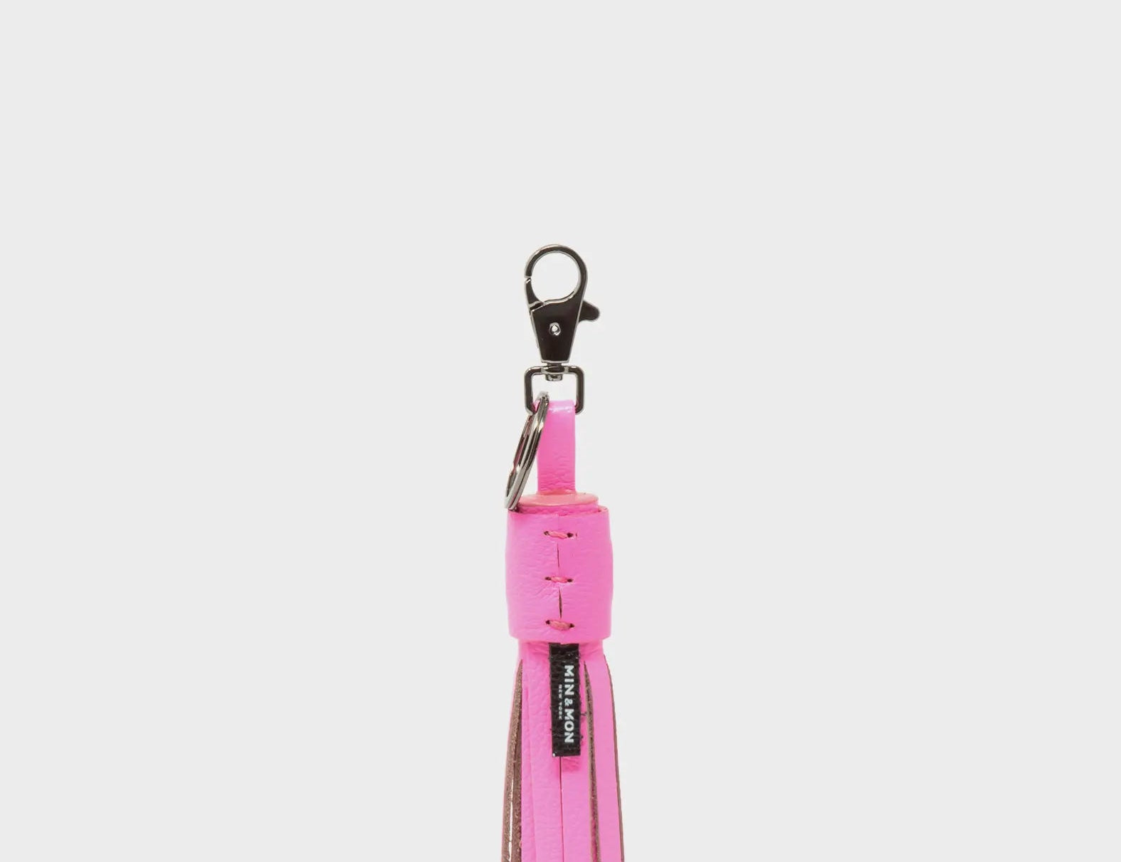 Squid Charm - Bubblegum Pink Leather Keychain - Back view