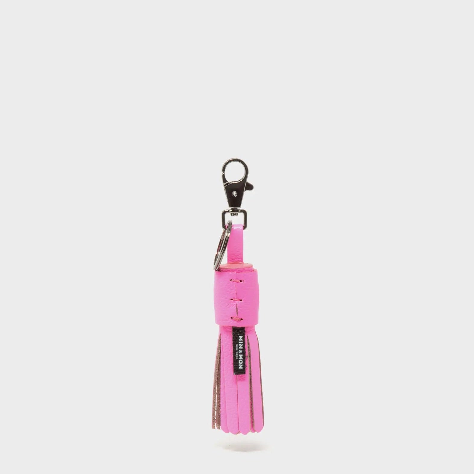 Squid Charm - Bubblegum Pink Leather Keychain - Back view