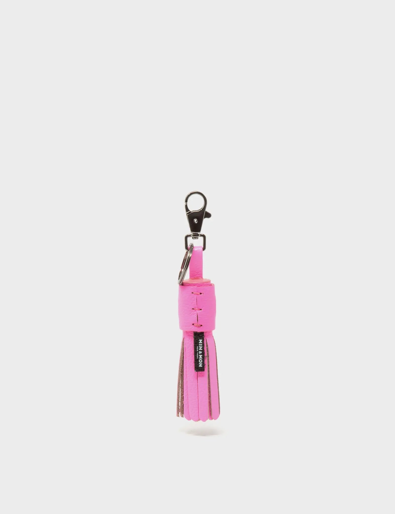 Squid Charm - Bubblegum Pink Leather Keychain - Back view