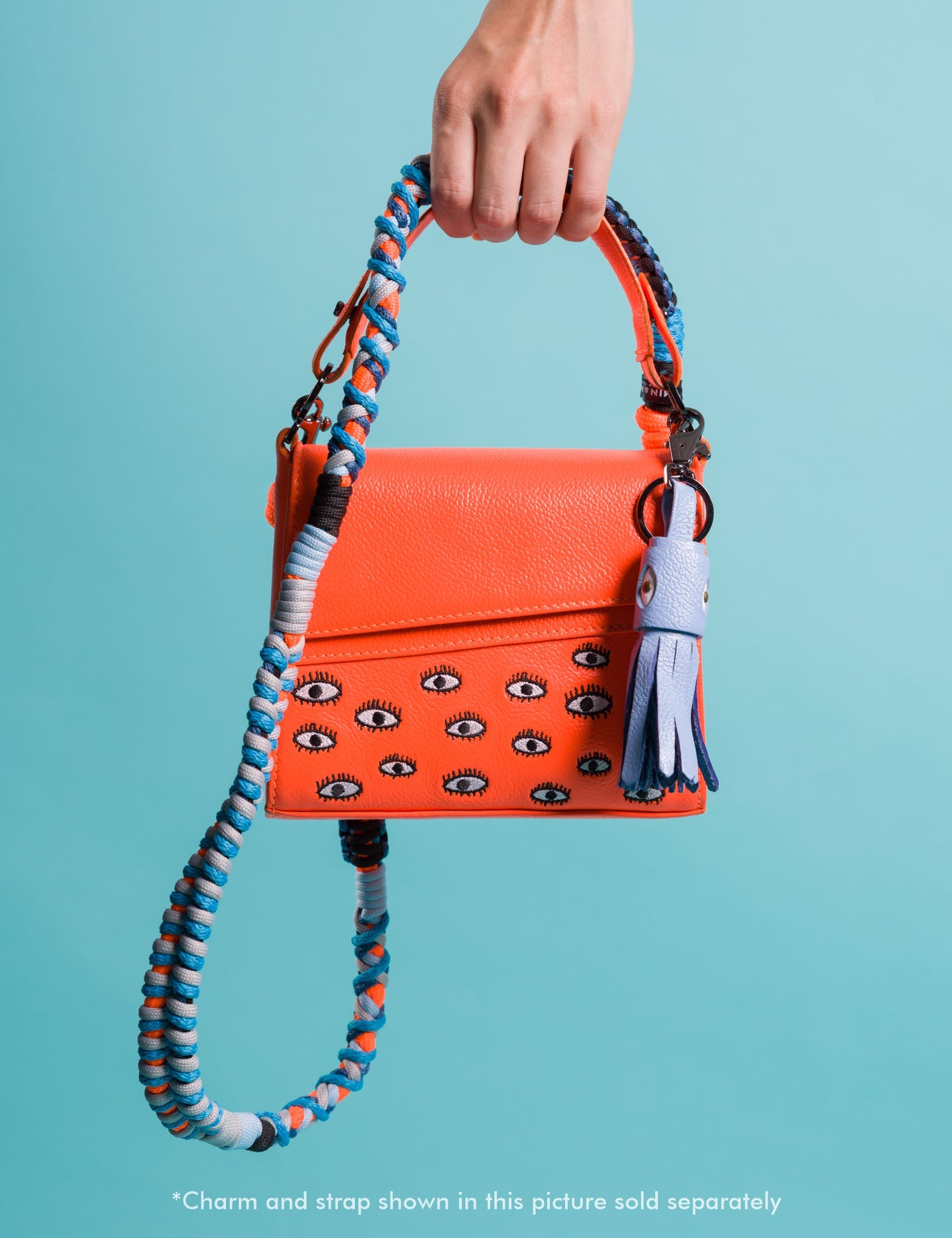 Anastasio Micro Crossbody Handbag Neon Orange Leather - Eyes Embroider ...
