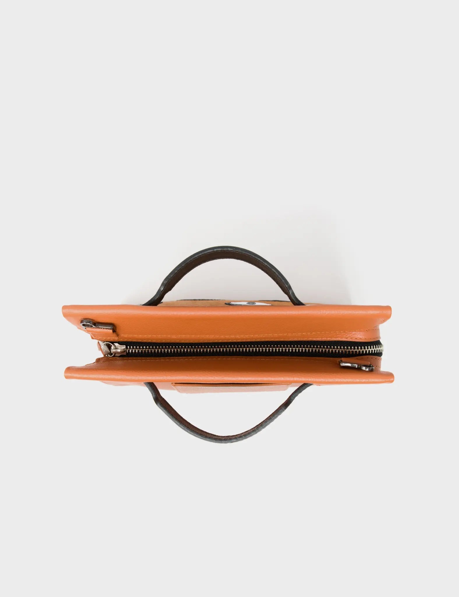 Vali Crossbody Small Caramel Leather Bag - Eyes Applique Adjustable Handle - Top view